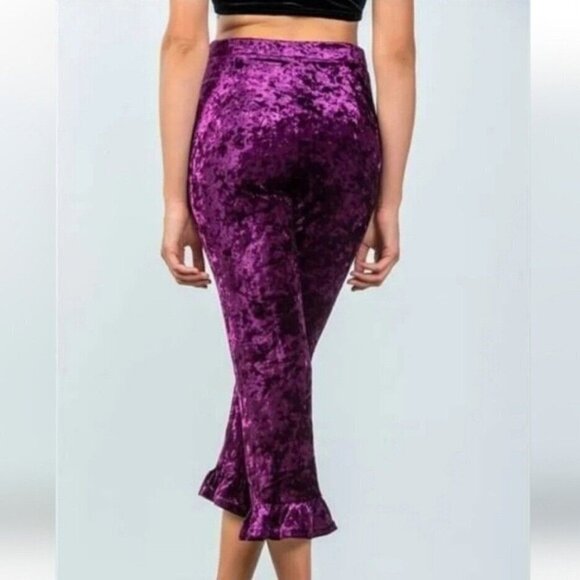 Cropped Purple Ruffle Pants - Picture 2 of 12